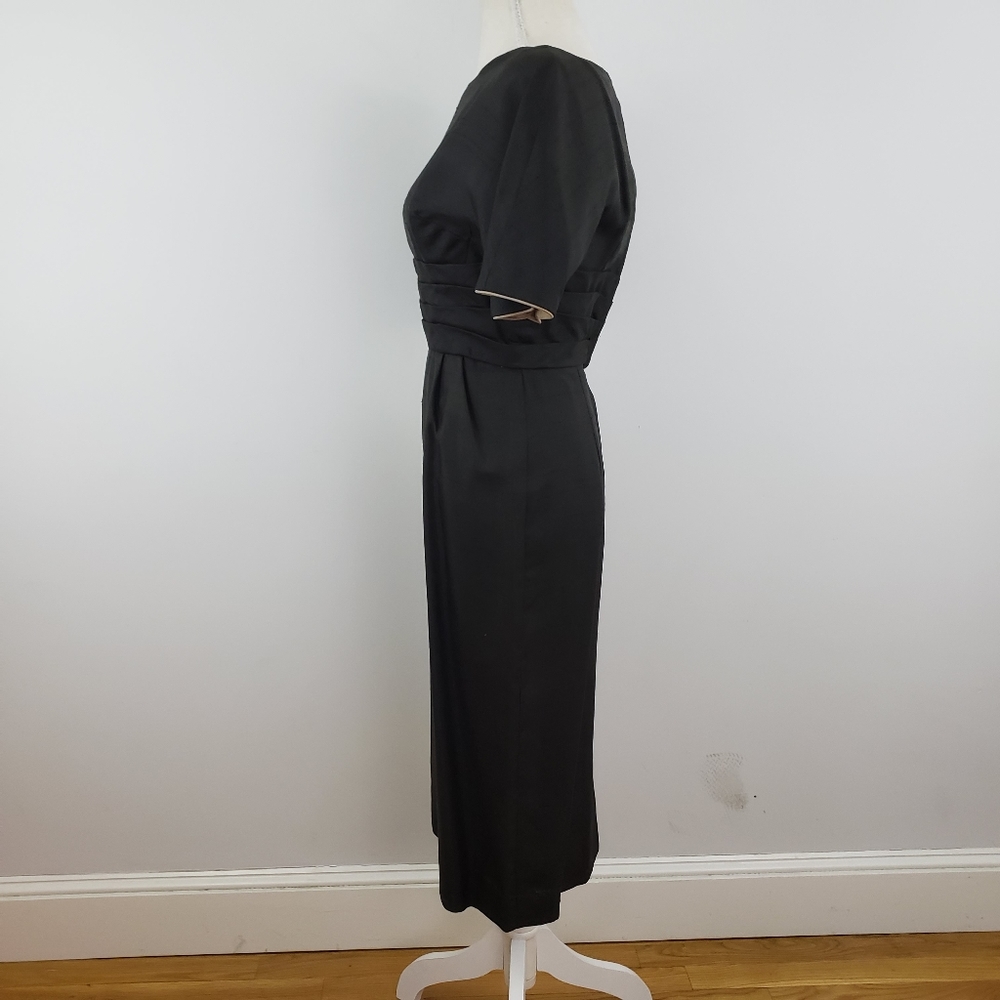 VTG Miss Elliette Black Silk Shantung Wiggle Dress - Picture 2 of 9